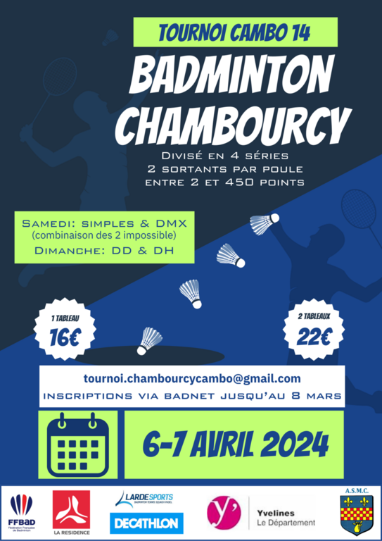 Tournoi de Chambourcy 6 et 7 avril 2024